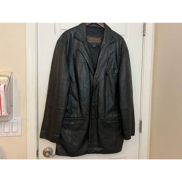 Kenneth Cole black leather Jacket size L item 120 - Picture 1 of 5